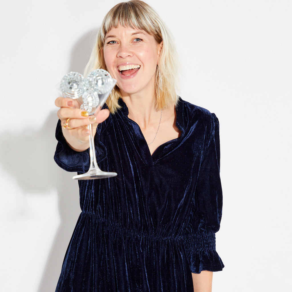 Dark blue velvet party dress Christmas - Disko Kids