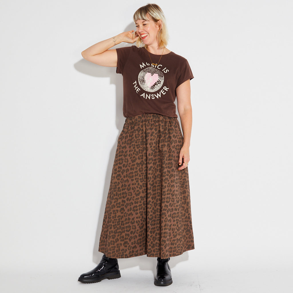 Disko Kids Graphic Disco Ball Music is the Answer Chocolate Tshirt 