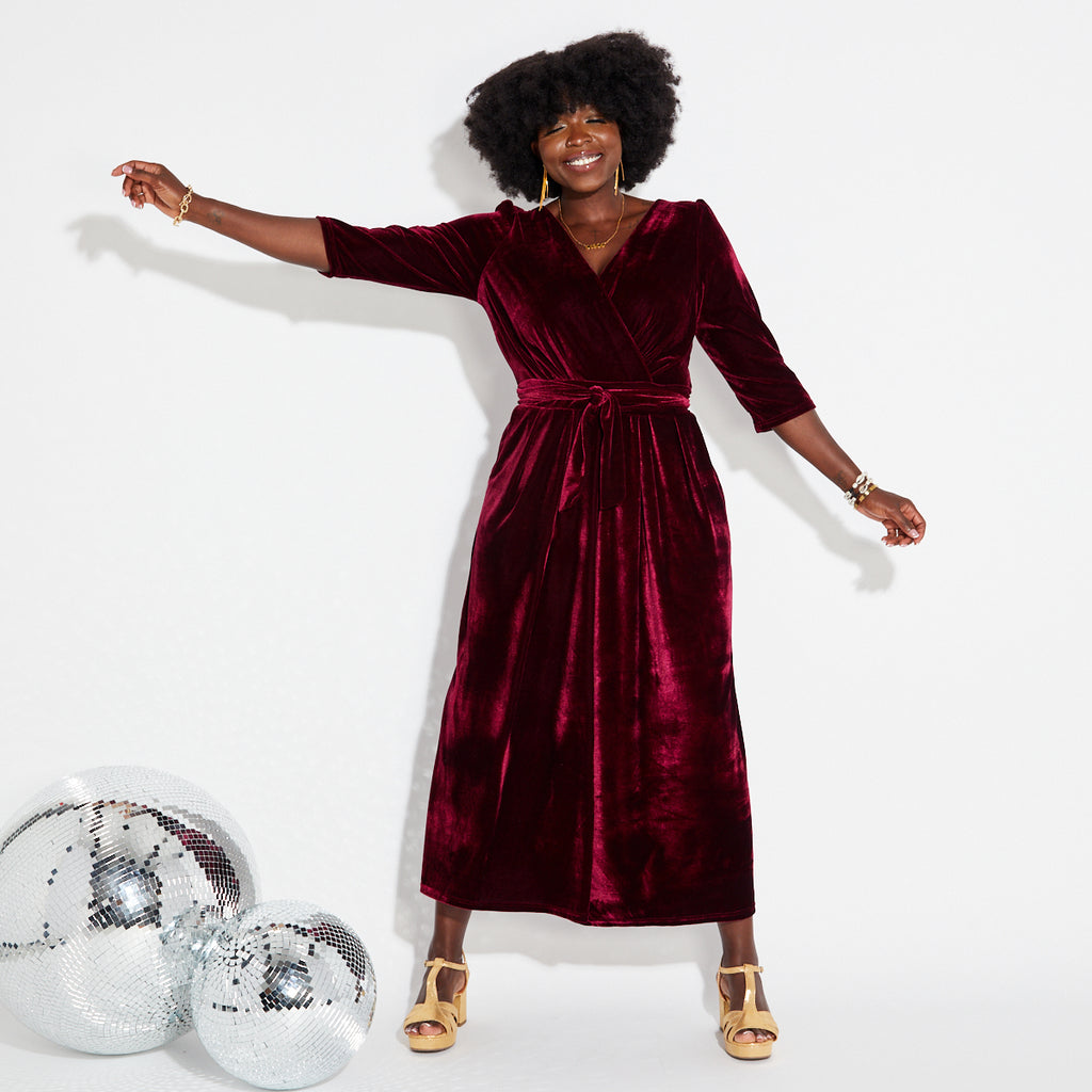 berry red wide leg v neck jumpsuit