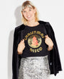 Disko Kids christmas disco tshirt disco ball tree black & gold womens partywear