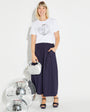 Disco Down White Tshirt Shattered Disco Ball Design with Navy A Line skirt - Disko Kids 