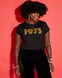 Womens 1975 black tshirt with gold print - Disko Kids
