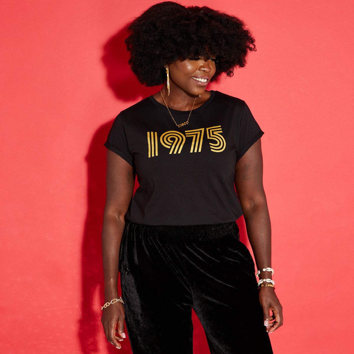1975 Candi Tshirt Black & Gold – Disko Kids