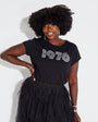 Womens 1976 black tshirt with silver print - Disko Kids
