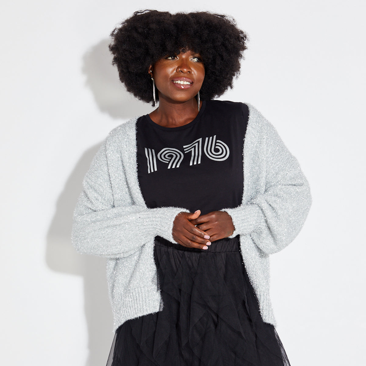 Silver Sparkly Knitted Cardigan – Disko Kids