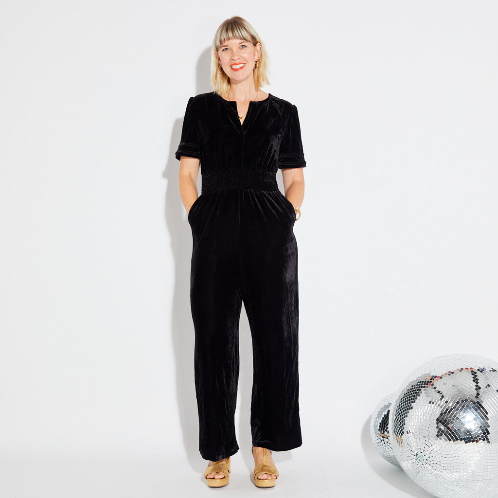 black short sleeved jumpsuit 