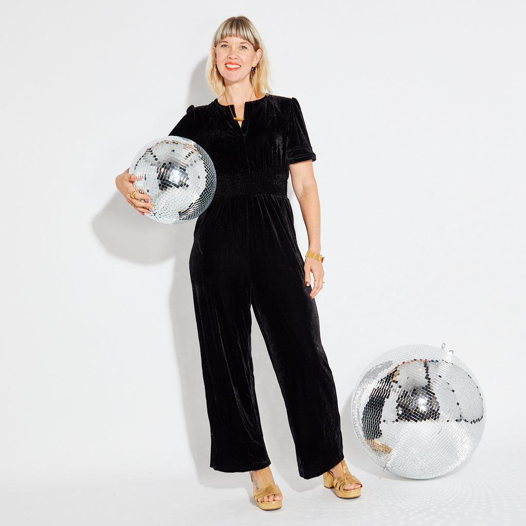 black short sleeved jumpsuit 