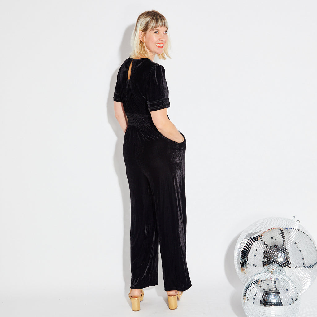 black short sleeved jumpsuit 