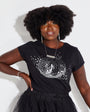 Womens black tshirt with silver discoball design - Disko Kids