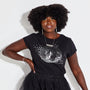 Womens black tshirt with silver discoball design - Disko Kids