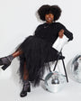 Womens black tulle skirt with frill layers