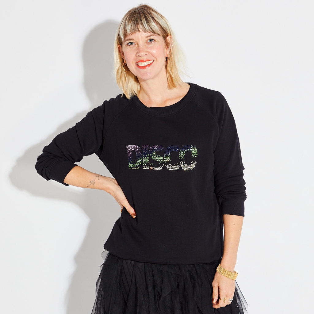 sparkly disco embellished sweatshirt