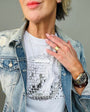 Disco Down White Tshirt Shattered Disco Ball Design - Disko Kids 