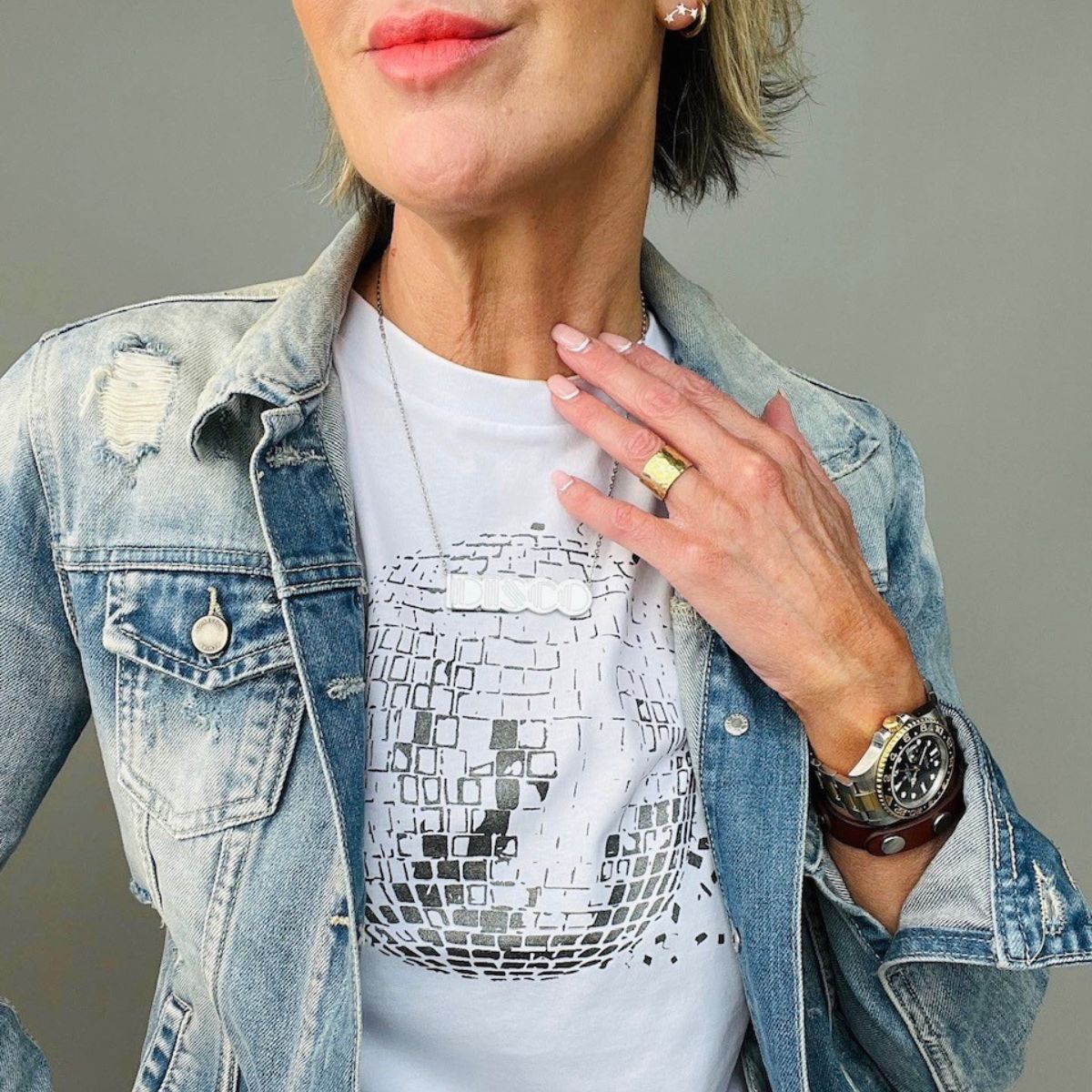 Disco Down White Tshirt Shattered Disco Ball Design - Disko Kids 