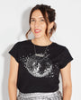 Womens black tshirt with silver discoball design - Disko Kids