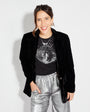 Womens black tshirt with silver discoball design - Disko Kids