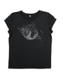 Womens black tshirt with silver discoball design - Disko Kids