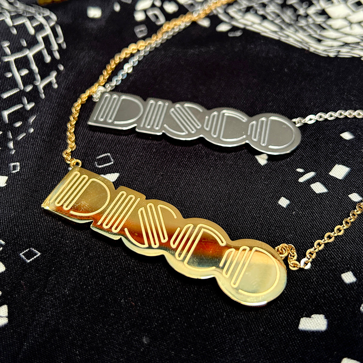 Disco Gold  Necklace Pendant Large Disko Kids 