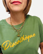 discotheque olive green disko kids graphic tshirt retro inspired