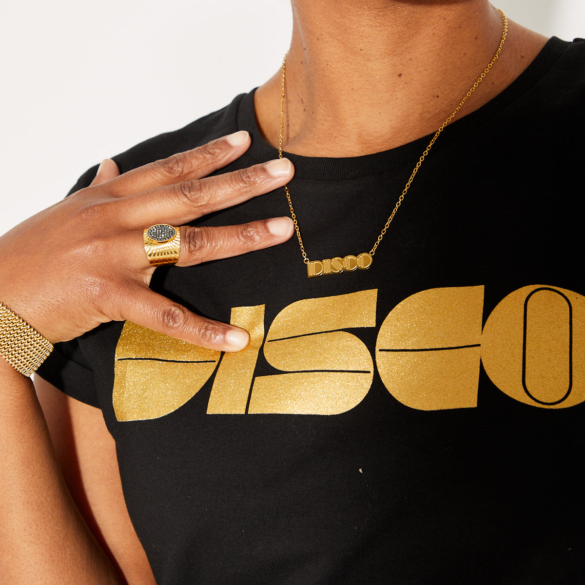 Small Gold Disco Pendant Necklace - Disko kids