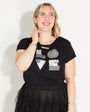 Womens black tshirt with silver 'LOVE' disco ball print - Disko Kids