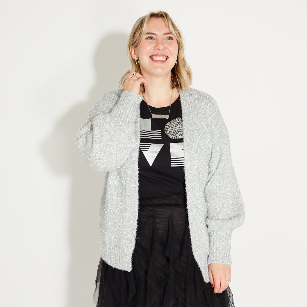 Women's silver sparkly cardigan - Disko Kids