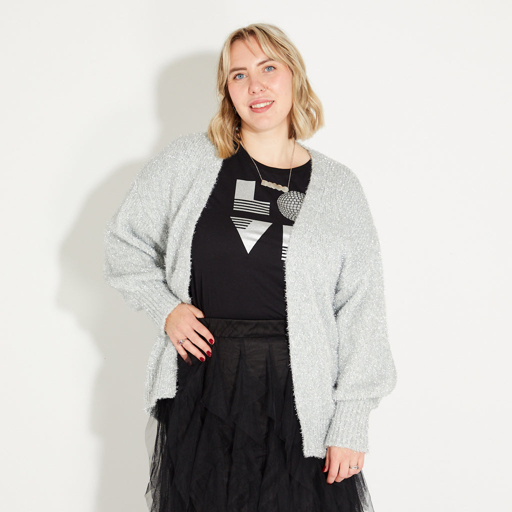 Women's silver sparkly cardigan - Disko Kids