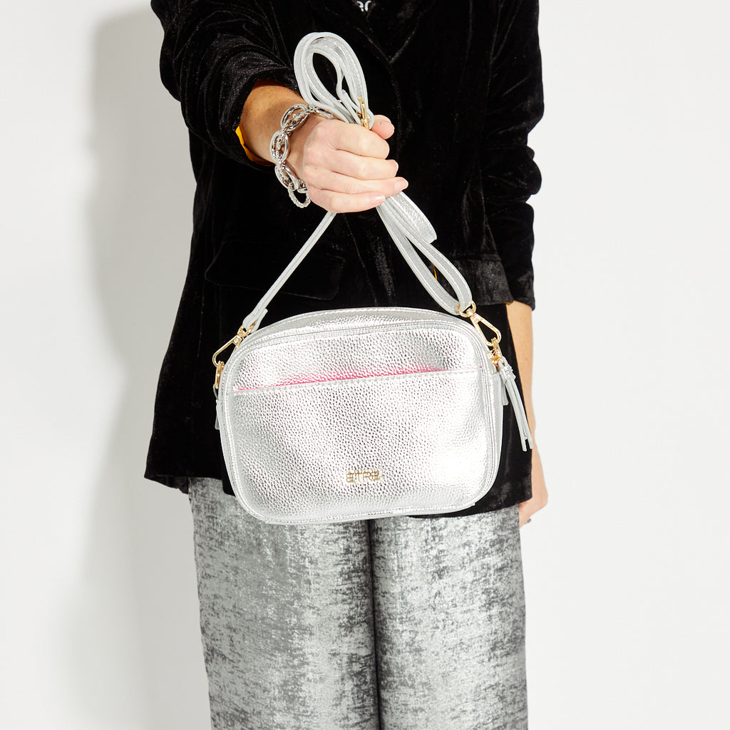 Vegan Metallic Silver Disco Bag