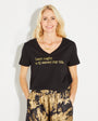 Last Night a DJ V Neck Tshirt Black & Gold - Disko Kids