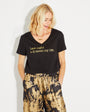 Last Night a DJ V Neck Tshirt Black & Gold - Disko Kids