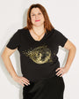 Disco Down V Neck Tshirt Black & Gold - Disko Kids