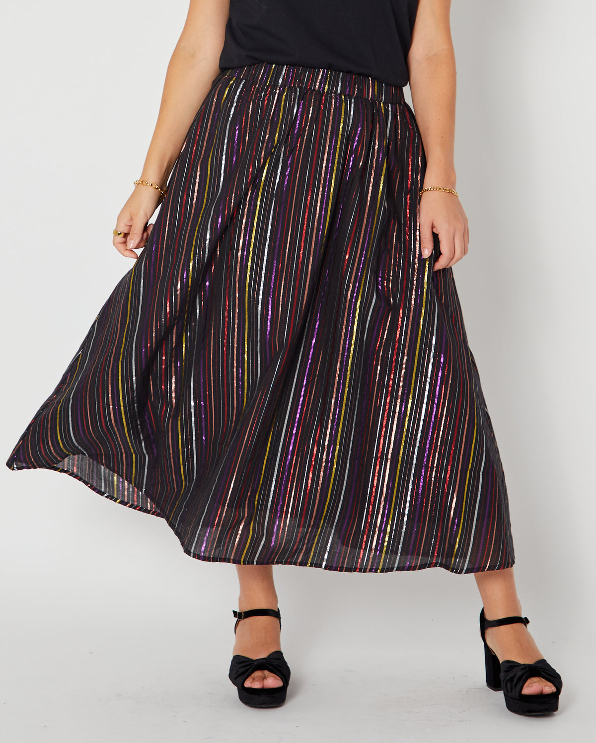 multi coloured rainbow stripe skirt - party wear skirt
