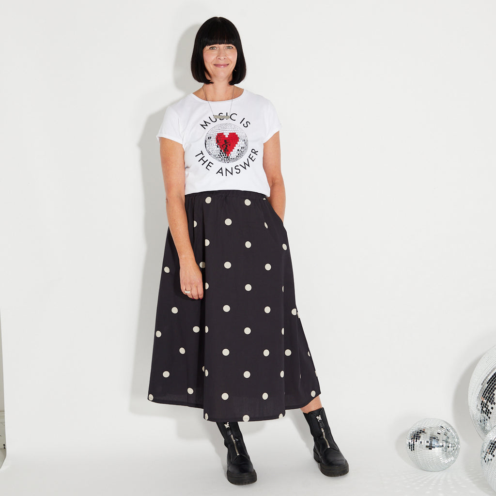 Polka dot Spot A line Skirt Black & White Disko Kids 