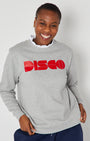 Bonnie Long Sleeve Ruffle Edge Top White styled under disko kids DISCO sweatshirt