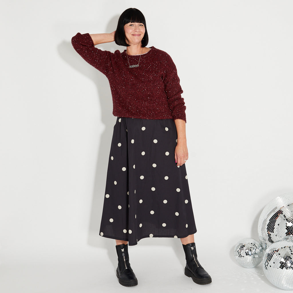 black ivory spot skirt