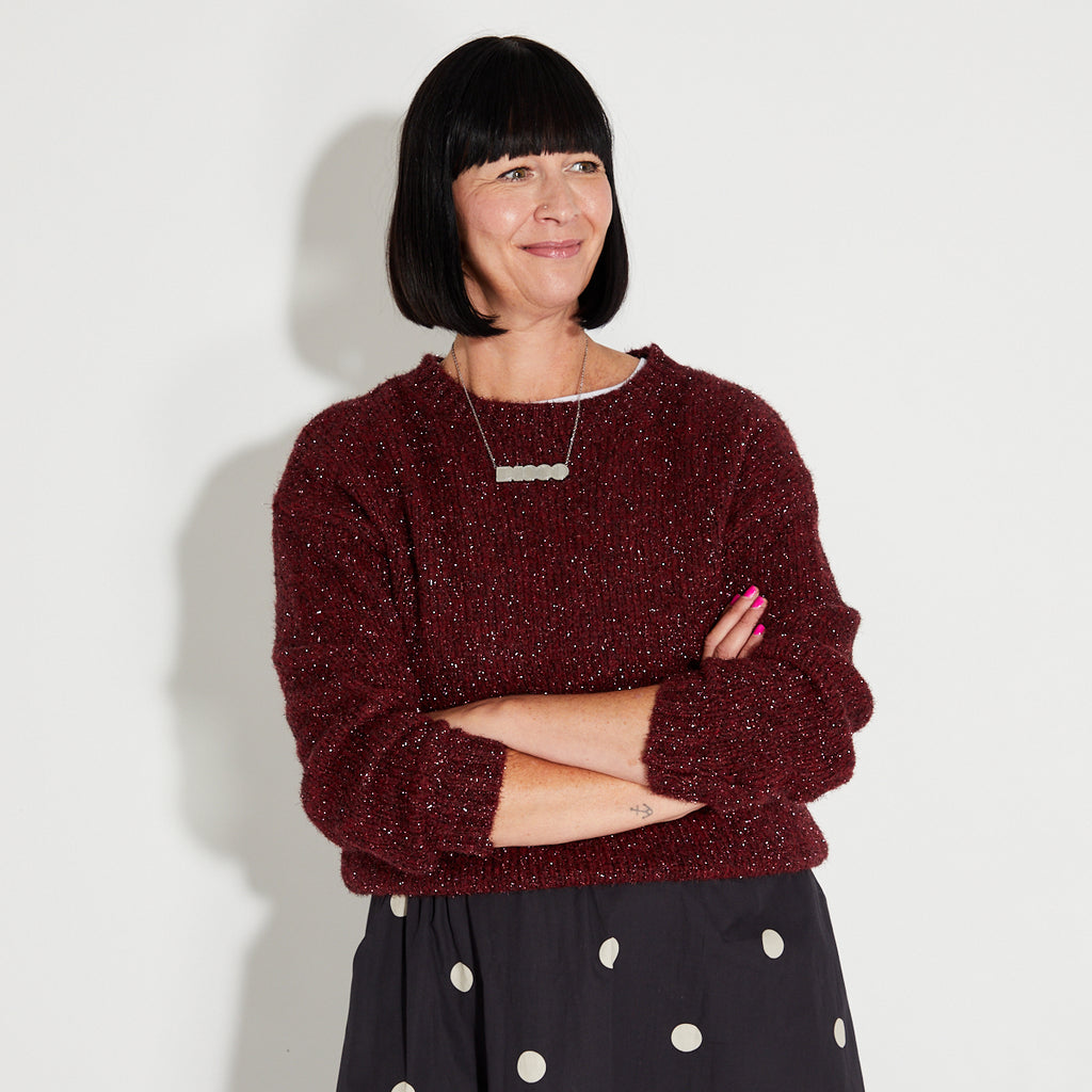 berry burgundy sparkly knit jumper