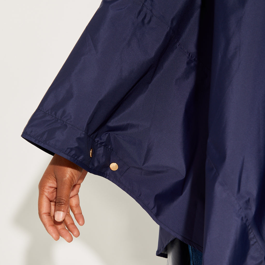 Navy & Stone Poncho - One Size