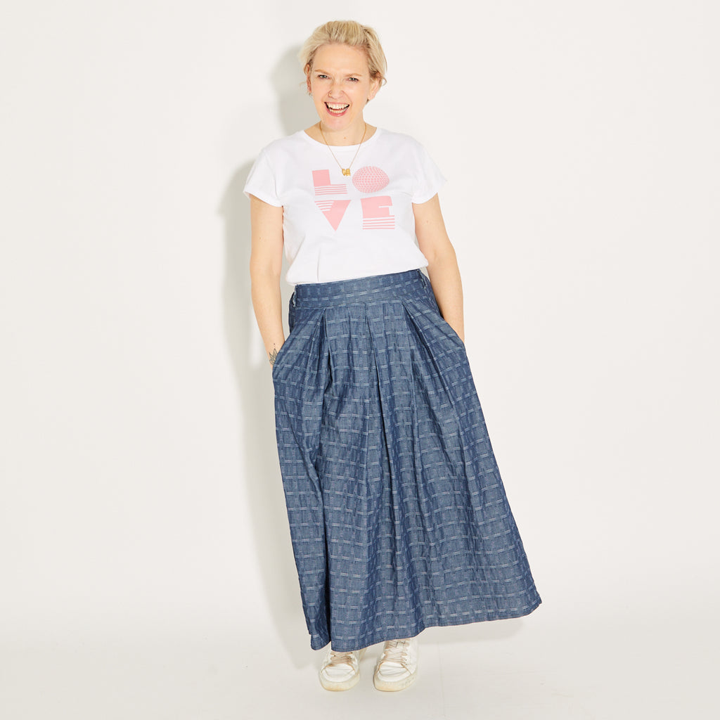 Denim Check Skirt