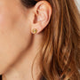 Mini Heart Earrings Gold on person