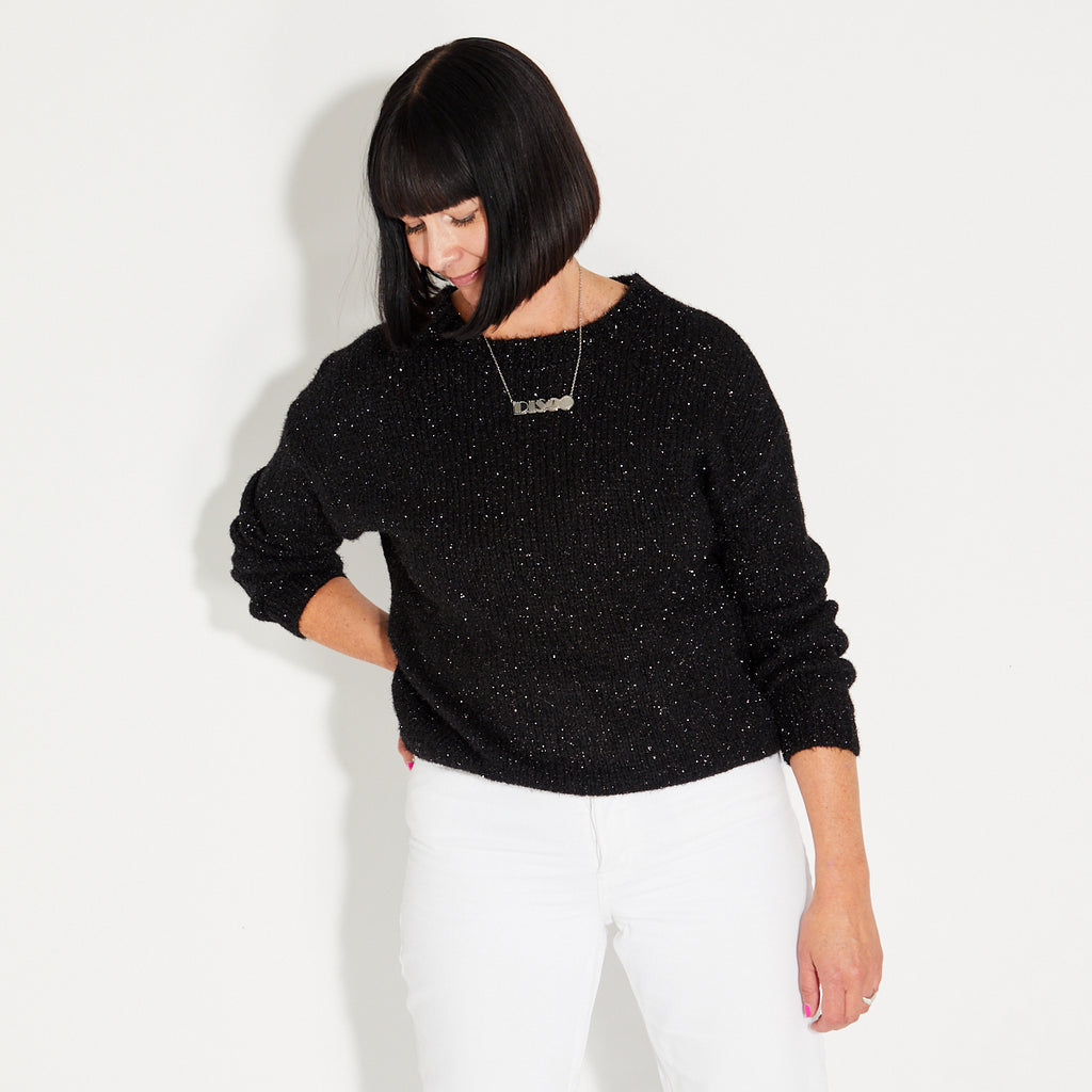 Disko Kids Black Sparkly Glitter Jumper Christmas Partywear 