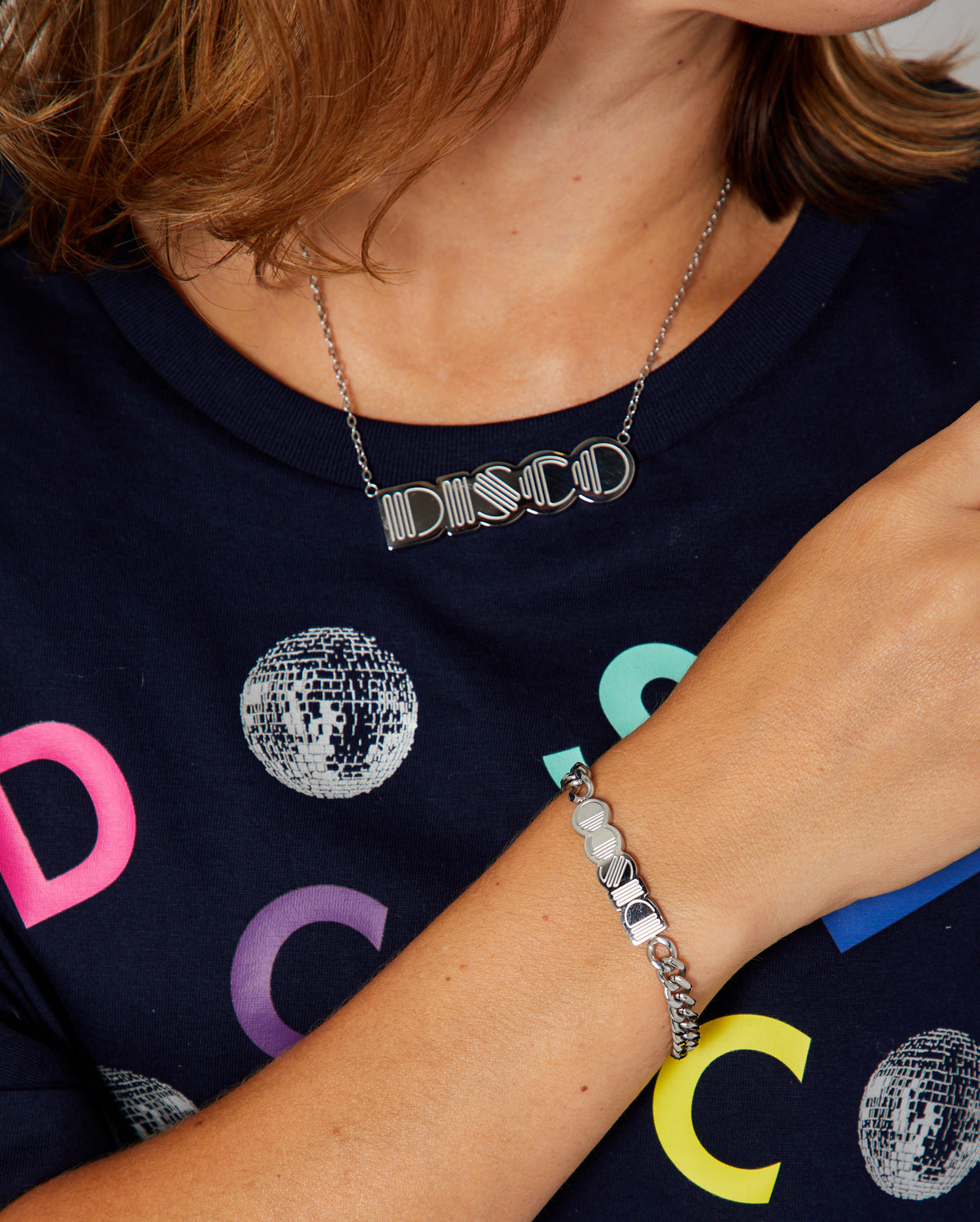 Disco Bracelet Silver matching necklace