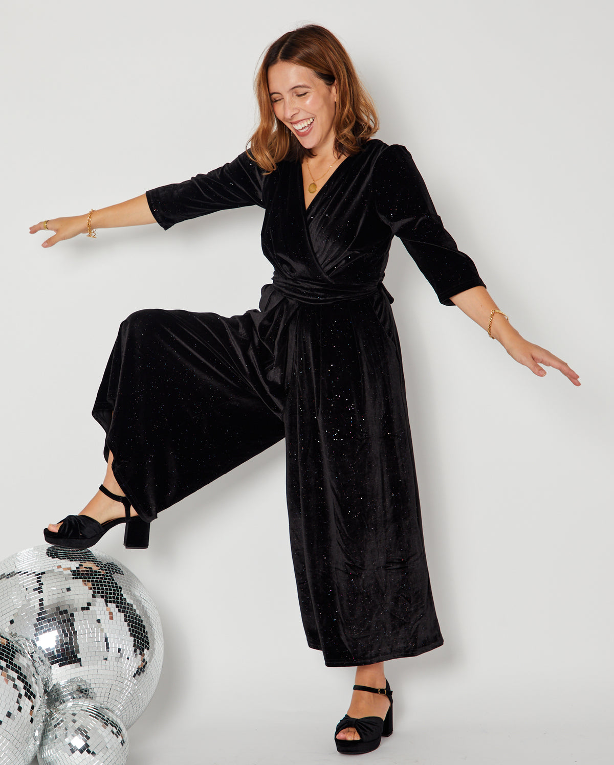 Black Rainbow Sparkle Jumpsuit for christmas and party season Disko Kids full outfit with heels and disco balls