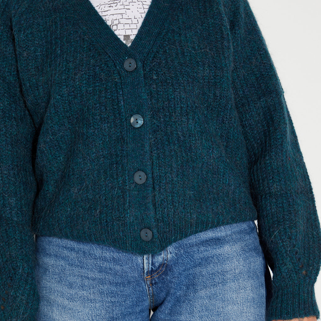 Teal cardigan disko kids alpaca blend