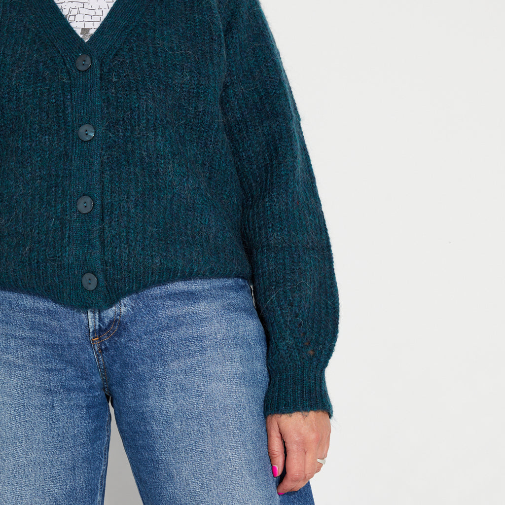 Teal cardigan disko kids alpaca blend