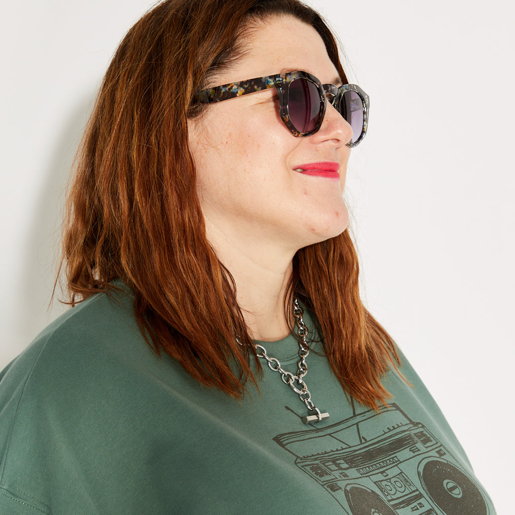 Blue Tortoiseshell Hexagonal Frame Sunglasses Audrey