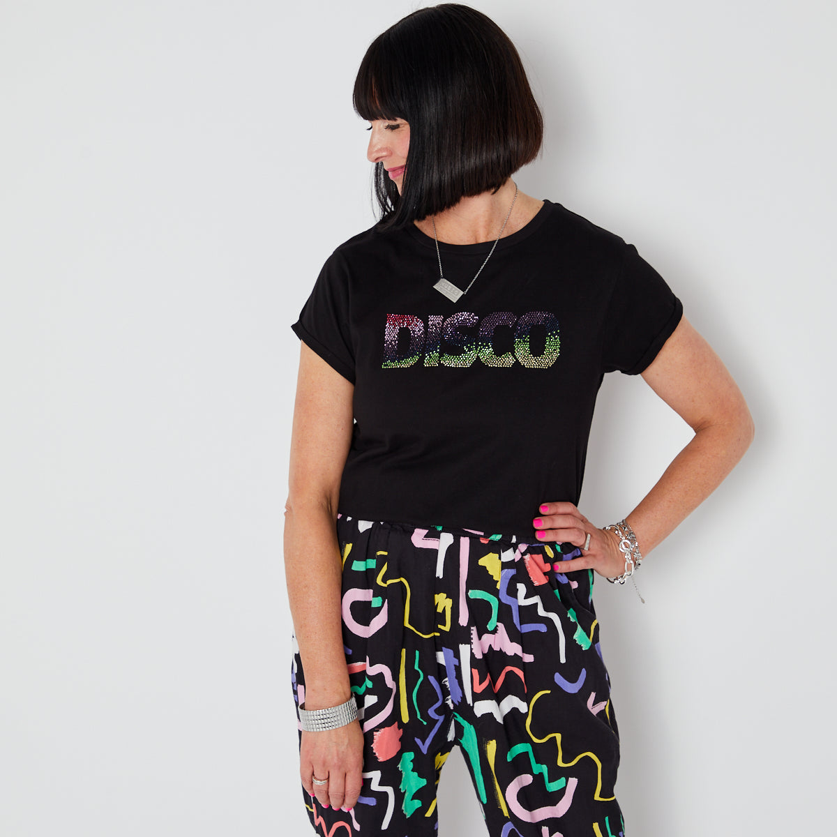 Black Disco Embellished Tshirt Disko Kids Womenswear