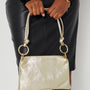 Gold Metallic Leather Small Shoulder Bagfor party season and christmas parties