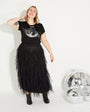 Womens black tshirt with silver discoball design - Disko Kids