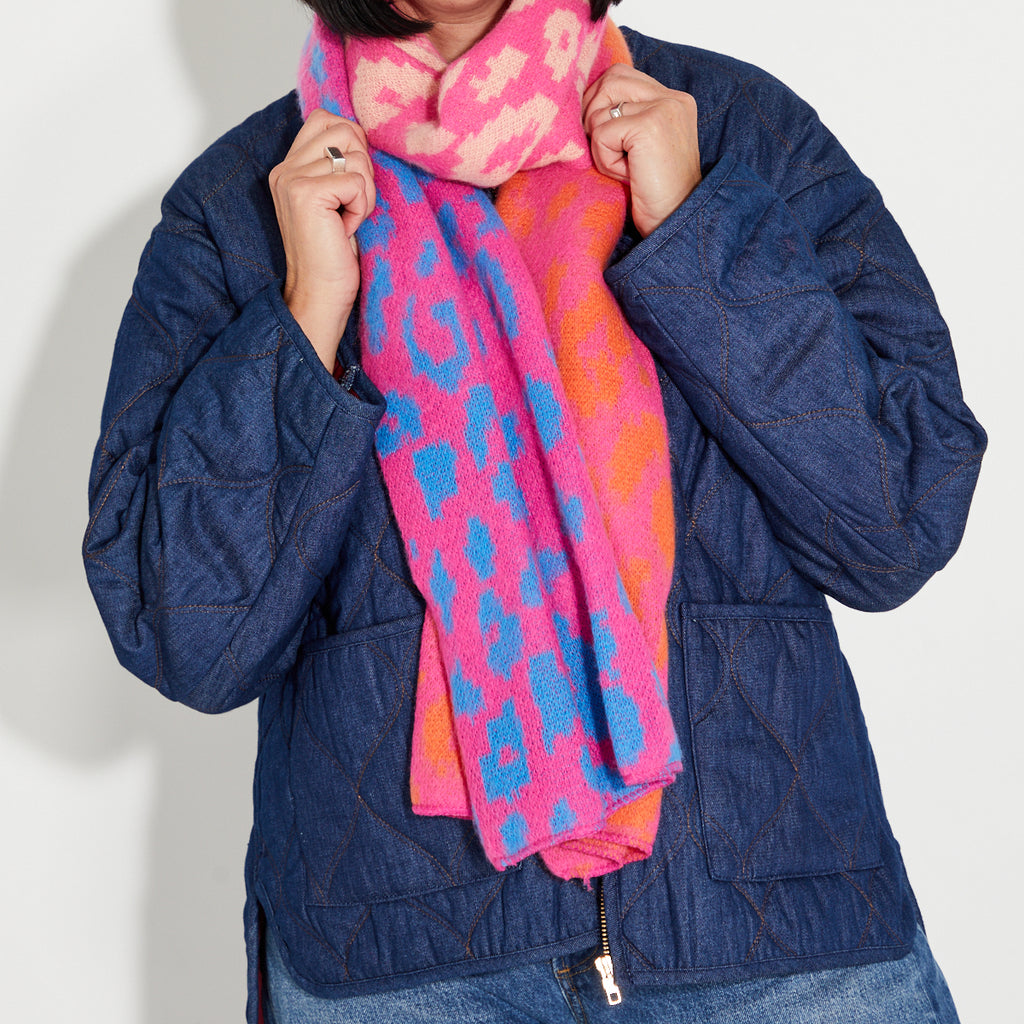 Pink Blue Leopard Scarf – Disko Kids - Main Image
