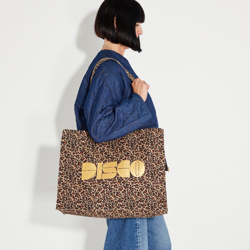 leopard bag gold disco canvas tote disko kids